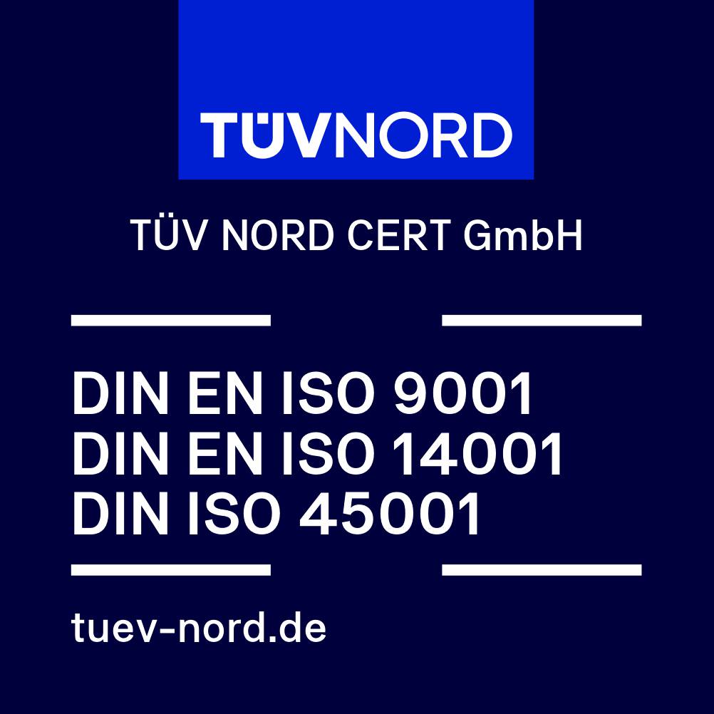 Wir sind DIN EN ISO 9001, 14001 und 45001 zertifiziert