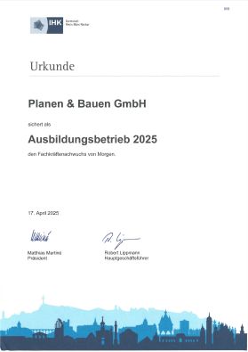 Urkunde Ausbildungsbetrieb